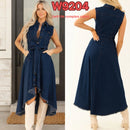 Sleeveless Denim Dress with Adjustable Waist FitMax
