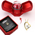 Hollow Heart Rose Necklace Set with Gift Box